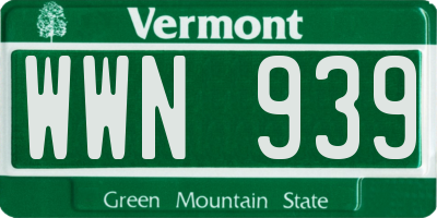 VT license plate WWN939