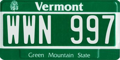 VT license plate WWN997