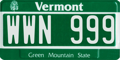 VT license plate WWN999