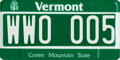VT license plate WWO005
