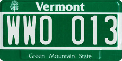 VT license plate WWO013