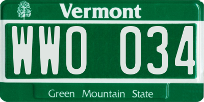 VT license plate WWO034