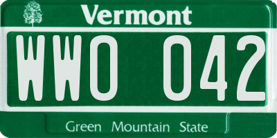 VT license plate WWO042