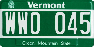 VT license plate WWO045