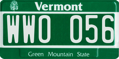 VT license plate WWO056