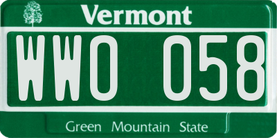 VT license plate WWO058