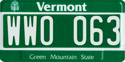 VT license plate WWO063
