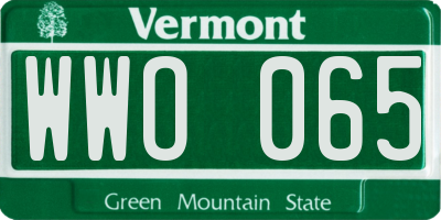 VT license plate WWO065