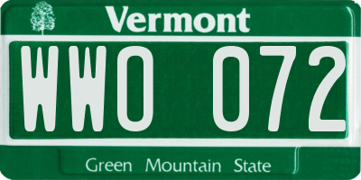 VT license plate WWO072