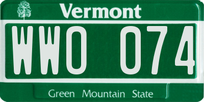 VT license plate WWO074