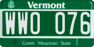 VT license plate WWO076