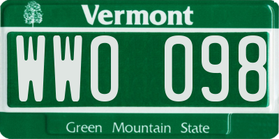 VT license plate WWO098