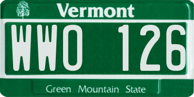 VT license plate WWO126