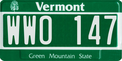 VT license plate WWO147