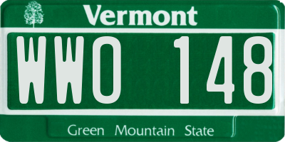 VT license plate WWO148