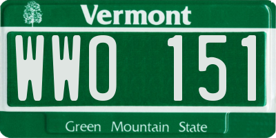 VT license plate WWO151