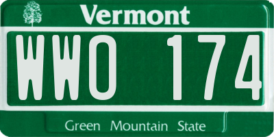 VT license plate WWO174