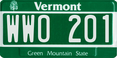 VT license plate WWO201