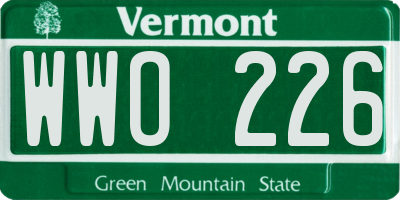 VT license plate WWO226