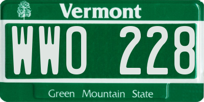 VT license plate WWO228