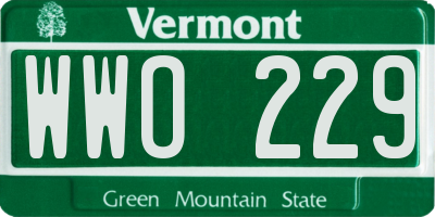 VT license plate WWO229