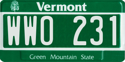 VT license plate WWO231