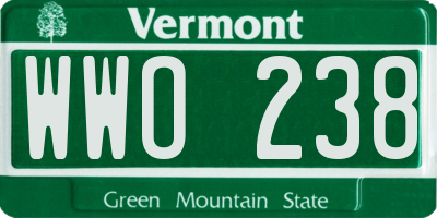 VT license plate WWO238
