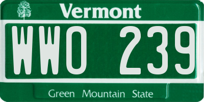 VT license plate WWO239