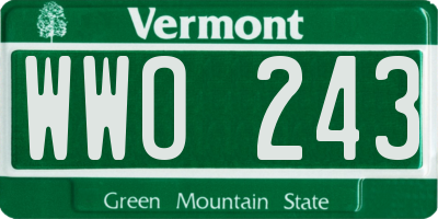 VT license plate WWO243