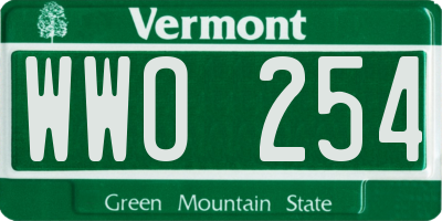 VT license plate WWO254