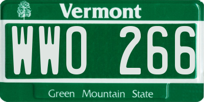VT license plate WWO266