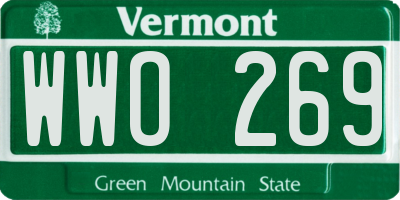 VT license plate WWO269