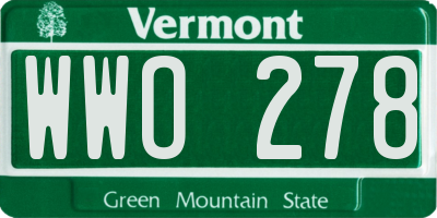 VT license plate WWO278
