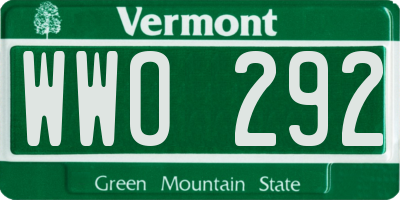 VT license plate WWO292