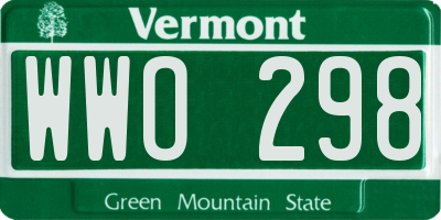 VT license plate WWO298