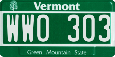 VT license plate WWO303