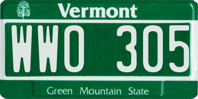 VT license plate WWO305