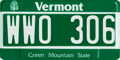 VT license plate WWO306