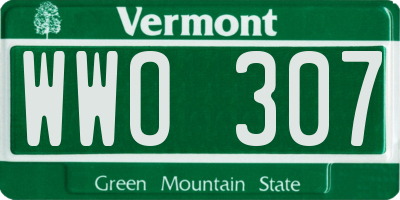 VT license plate WWO307