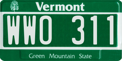 VT license plate WWO311