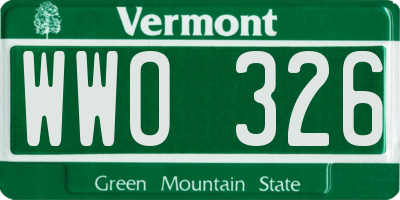 VT license plate WWO326