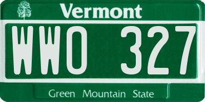 VT license plate WWO327