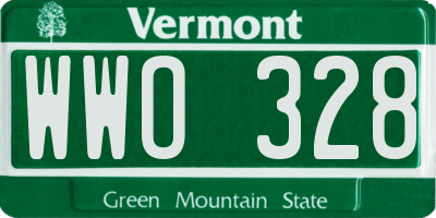 VT license plate WWO328