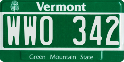 VT license plate WWO342