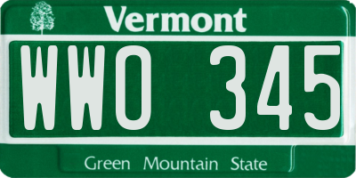 VT license plate WWO345