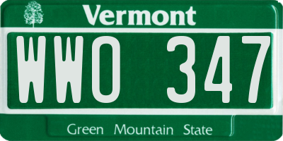 VT license plate WWO347