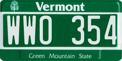VT license plate WWO354