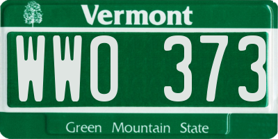 VT license plate WWO373