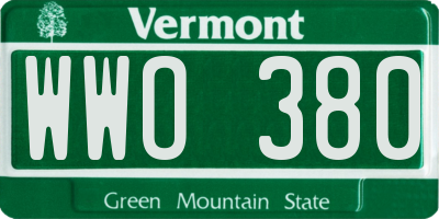 VT license plate WWO380