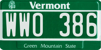 VT license plate WWO386